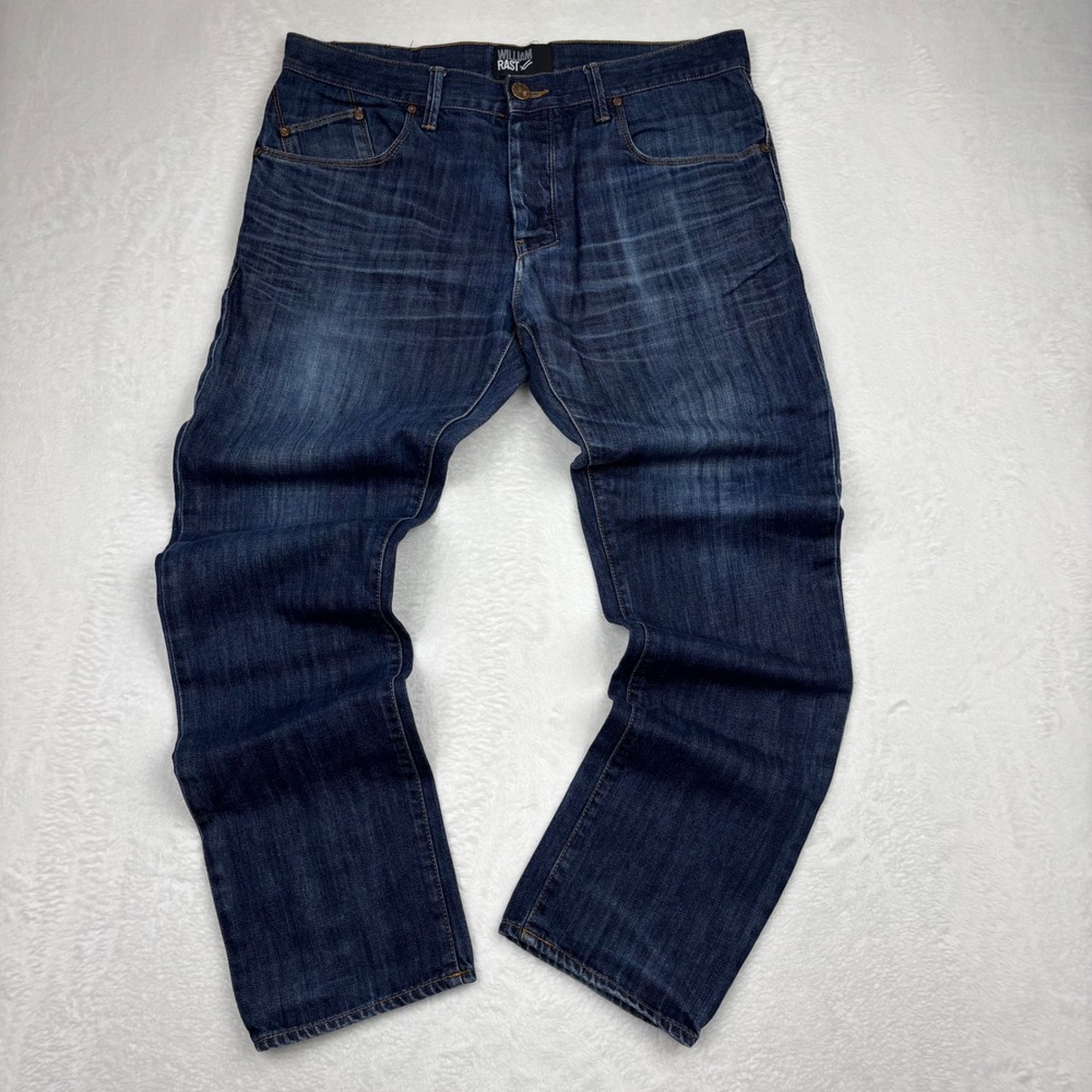 William Rast Mens Dark Wash Straight Leg Jeans 36x32 Blue Denim CA5-36